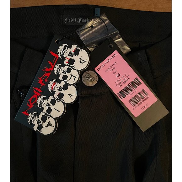 NWT Devil Fashion Open Leg Gothic Punk Lace Up Cargo Pants XS - Picture 12 of 12